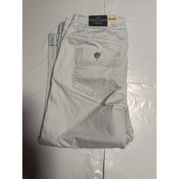 NWT Faded Glory Twill Capri Pants Blue Haze Floral Lined Womens Size 10 - Picture 5 of 5